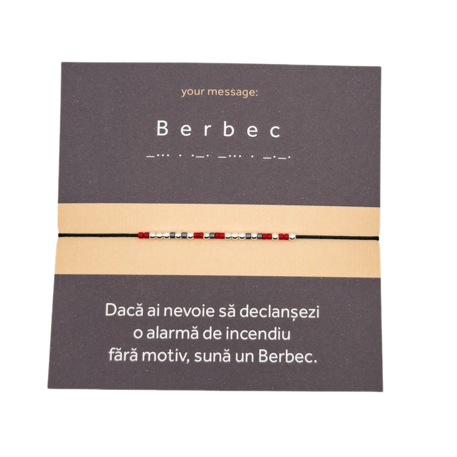 Bratara cod Morse "Berbec"-Argint