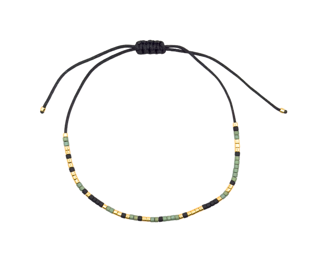 Bratara mesaj cod Morse "LIVE LAUGH LOVE"-ceramica placata cu Aur