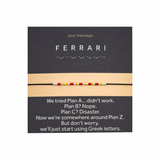 Bratara personalizata cod Morse-exemplu de personalizare
 "FERRARI"