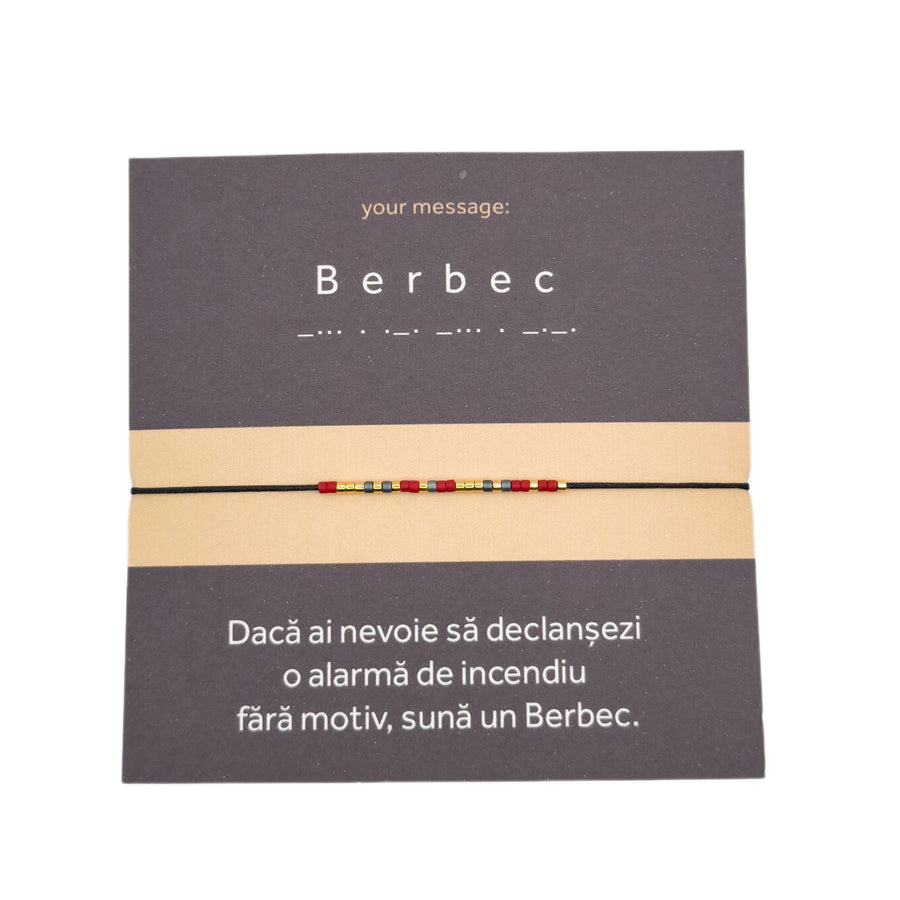 Bratara mesaj cod Morse "Berbec"-ceramica placata cu Aur