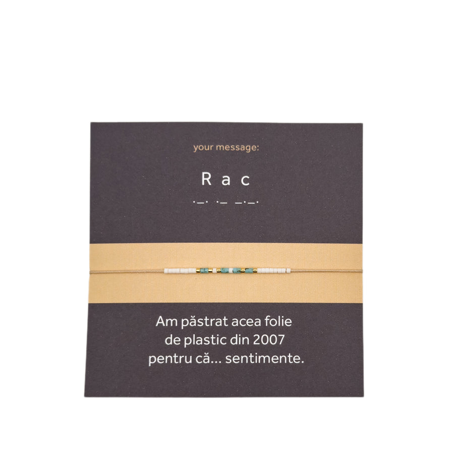 Bratara mesaj cod Morse "Rac"-ceramica placata cu Aur