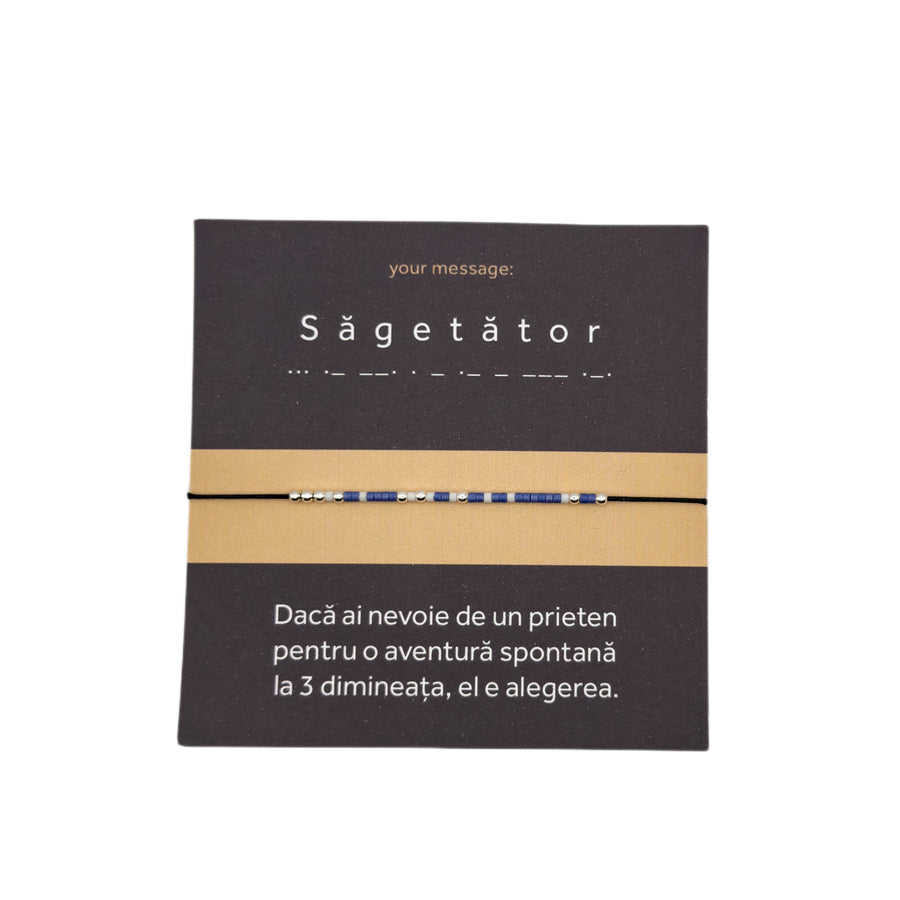 Bratara cod Morse "Sagetator"-Argint