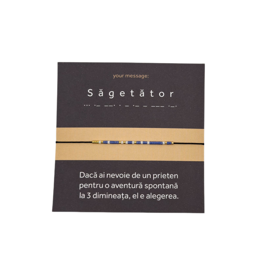Bratara mesaj cod Morse "Sagetator"-ceramica placata cu Aur