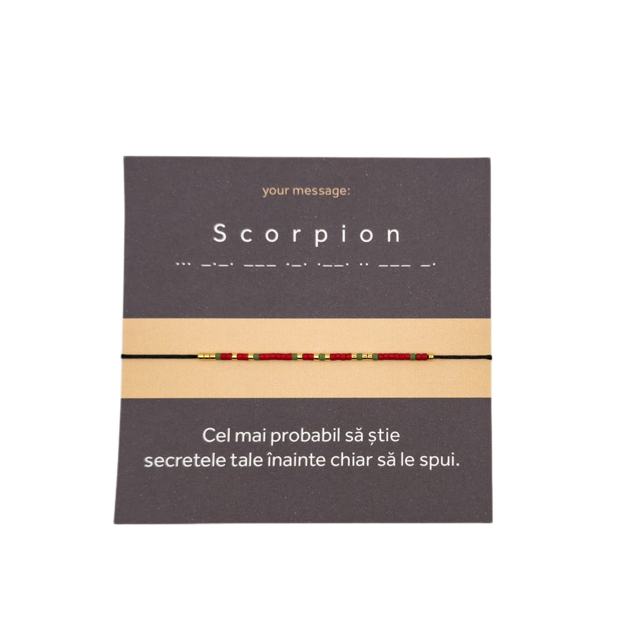 Bratara mesaj cod Morse "Scorpion"-ceramica placata cu Aur