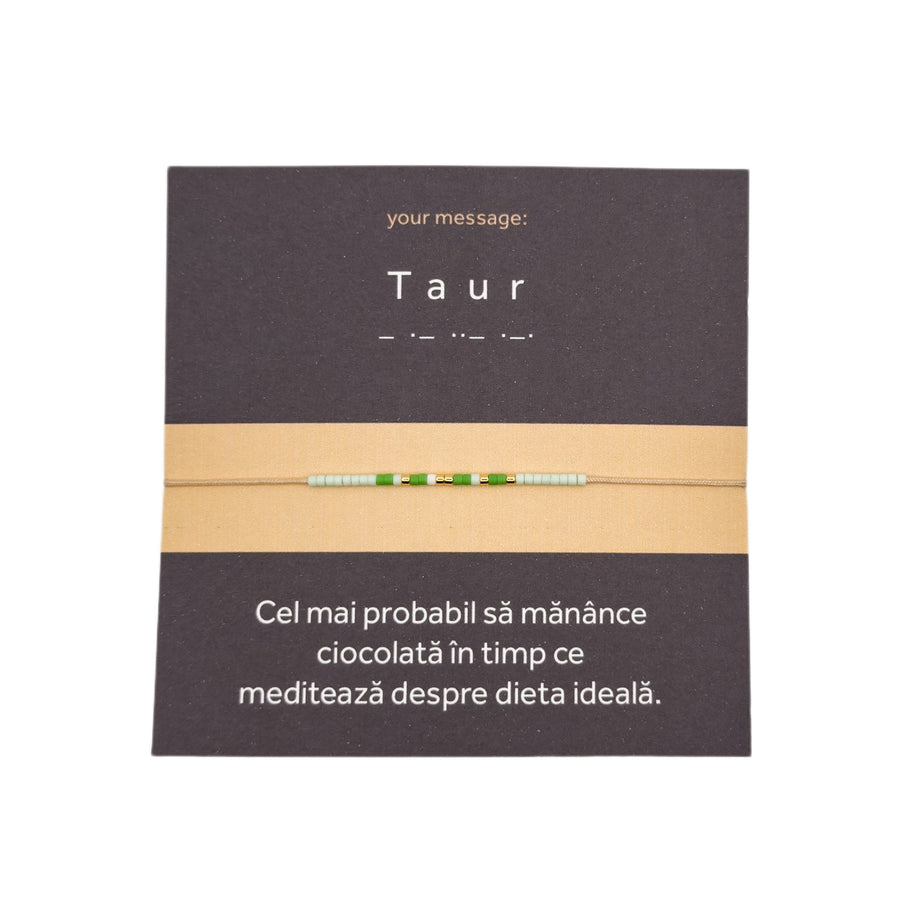 Bratara mesaj cod Morse "Taur"-ceramica placata cu Aur